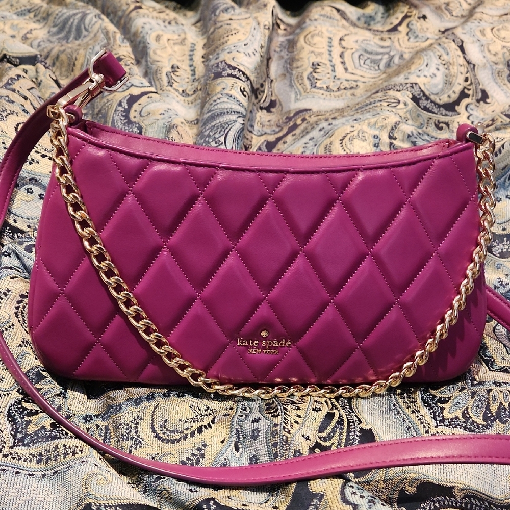 Kate Spade Pink and Gold Quilted Shoulder Bag